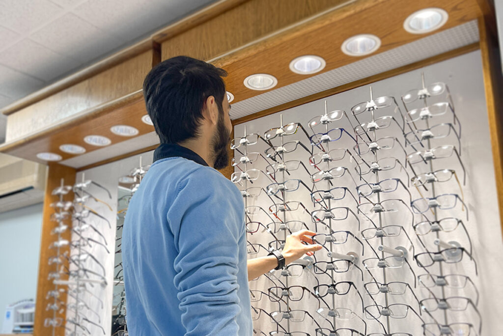 Man shopping for glasses